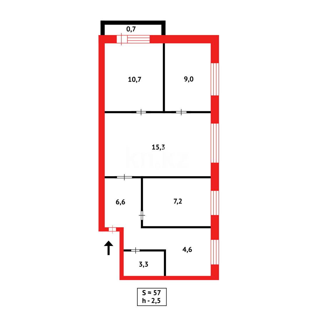 Продажа 4-комнатной квартиры, 57 м², мкр-н 3 - Продажа квартир в Абае фото 9 из 9