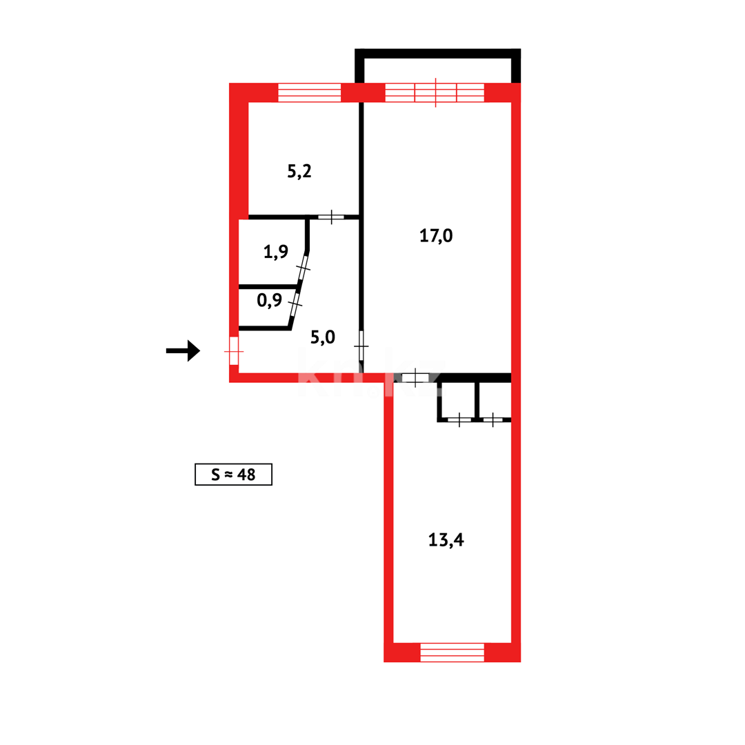 Продажа 2-комнатной квартиры, 48 м² в Темиртау - фото 10