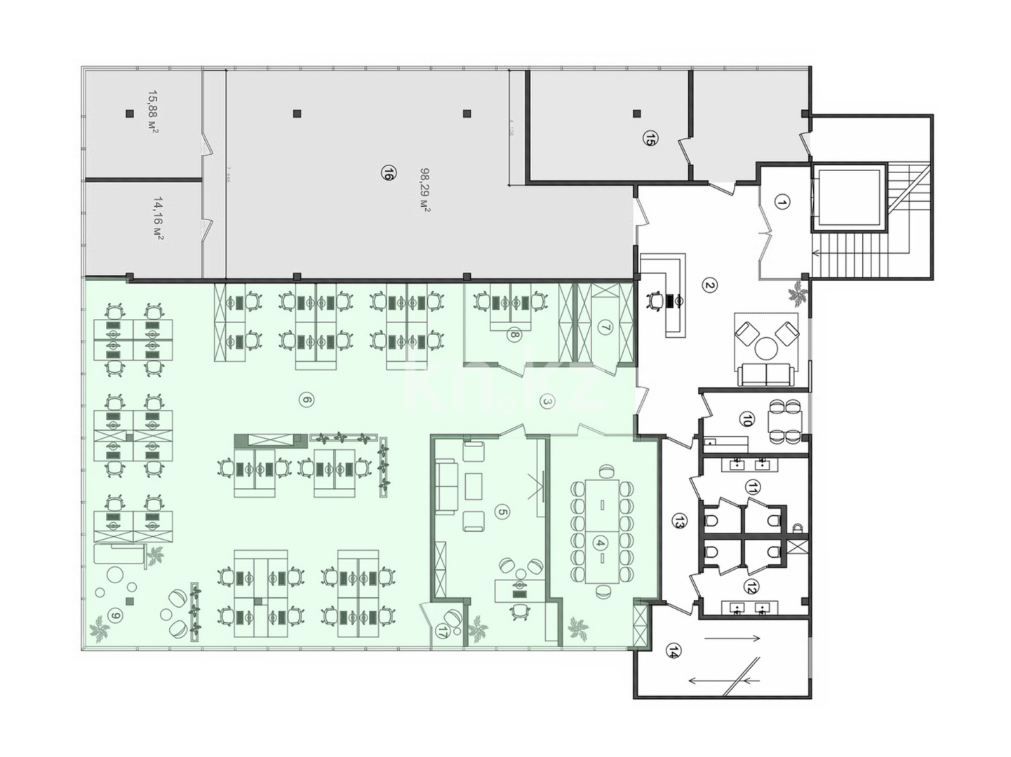 Аренда , мкр-н Коктем-1, дом  15а - Аренда офисных и торговых помещений в Алматы фото 9 из 9