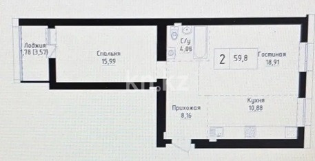 Продажа 2-комнатной квартиры, 60 м² в Астане