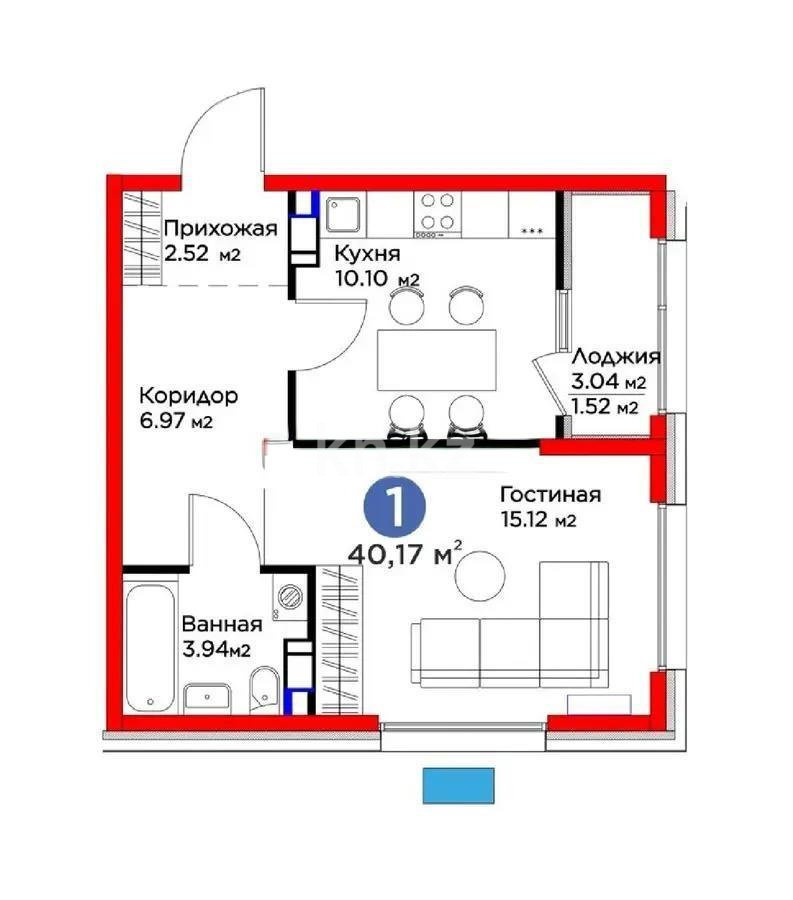 Продажа 1-комнатной квартиры, 40.17 м² - Продажа однокомнатных квартир от собственников в Алматы - страница 11 фото 1 из 1