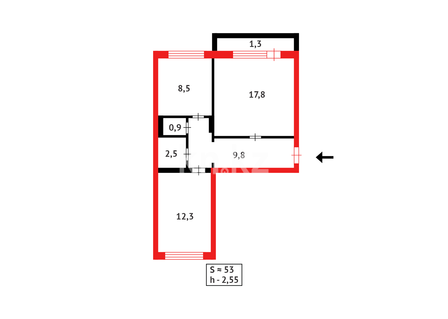 Продажа 2-комнатной квартиры, 53 м² - Недвижимость в Караганде - страница 2 фото 16 из 16