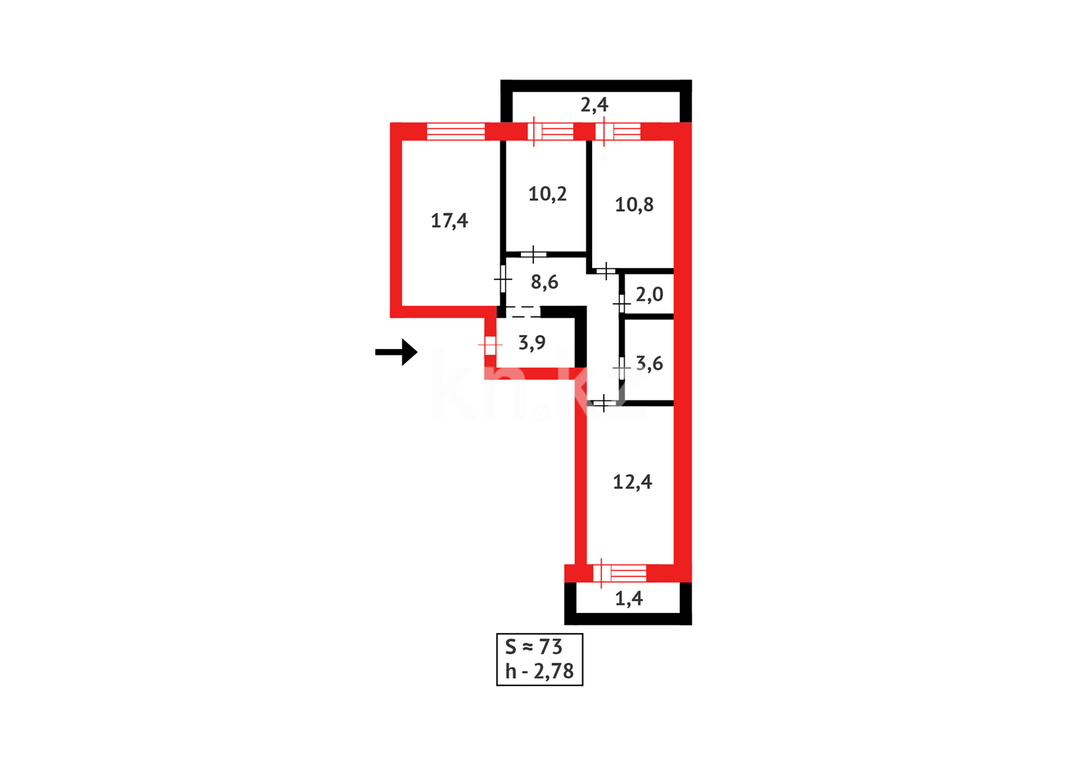 Продажа 3-комнатной квартиры, 72.7 м² - Продажа  трехкомнатных квартир в новостройках Астаны - страница 39 фото 15 из 15