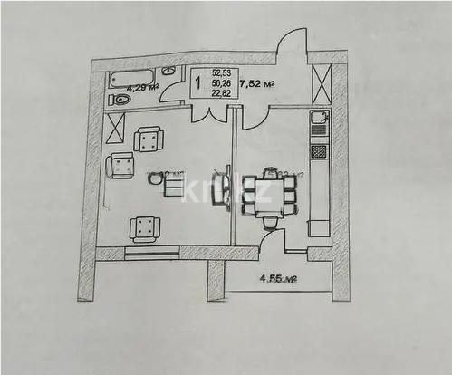 Продажа 1-комнатной квартиры, 51 м², ул. Жошы хана, дом  13 - Продажа  однокомнатных квартир в новостройках Астаны фото 1 из 1