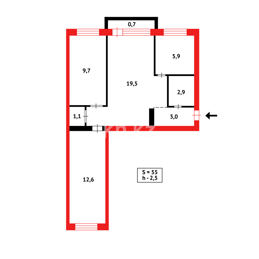 Продажа 3-комнатной квартиры, 57 м², мкр-н 21 в Караганде - фото 19