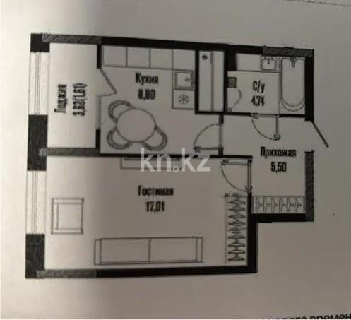 Продажа 1-комнатной квартиры, 38 м², ул. Бухар жырау, дом  12/3 в Астане