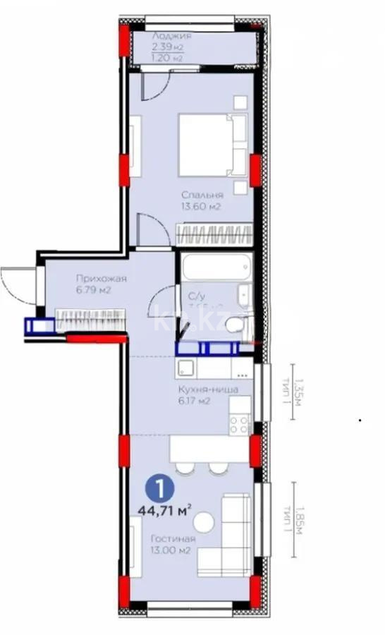 Продажа 2-комнатной квартиры, 45 м² - Продажа квартир в новостройках Астаны - страница 39 фото 5 из 5