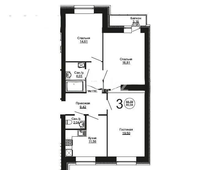 Продажа 3-комнатной квартиры, 85 м² в Астане
