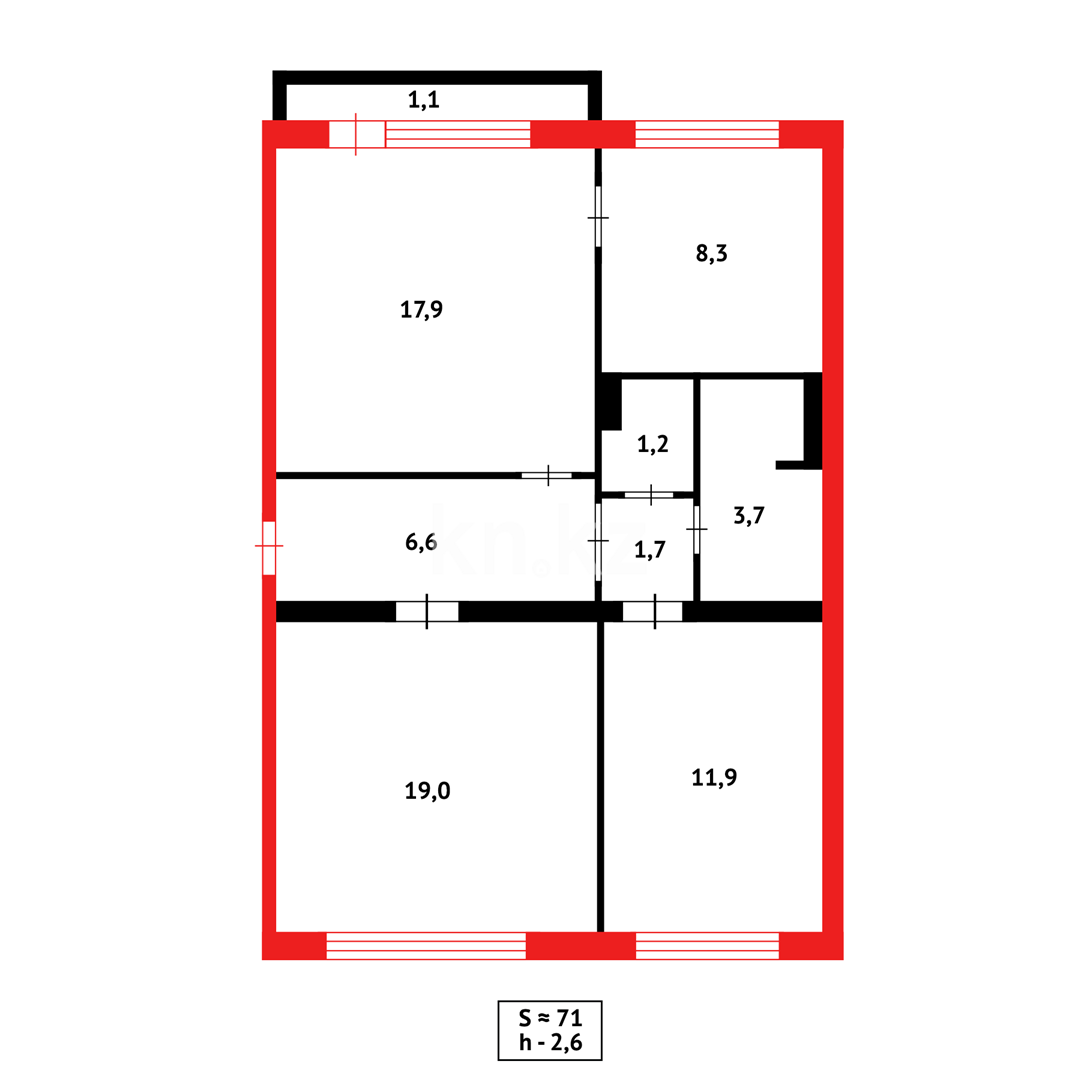 Продажа 3-комнатной квартиры, 72 м² - Продажа квартир в Семее фото 17 из 17