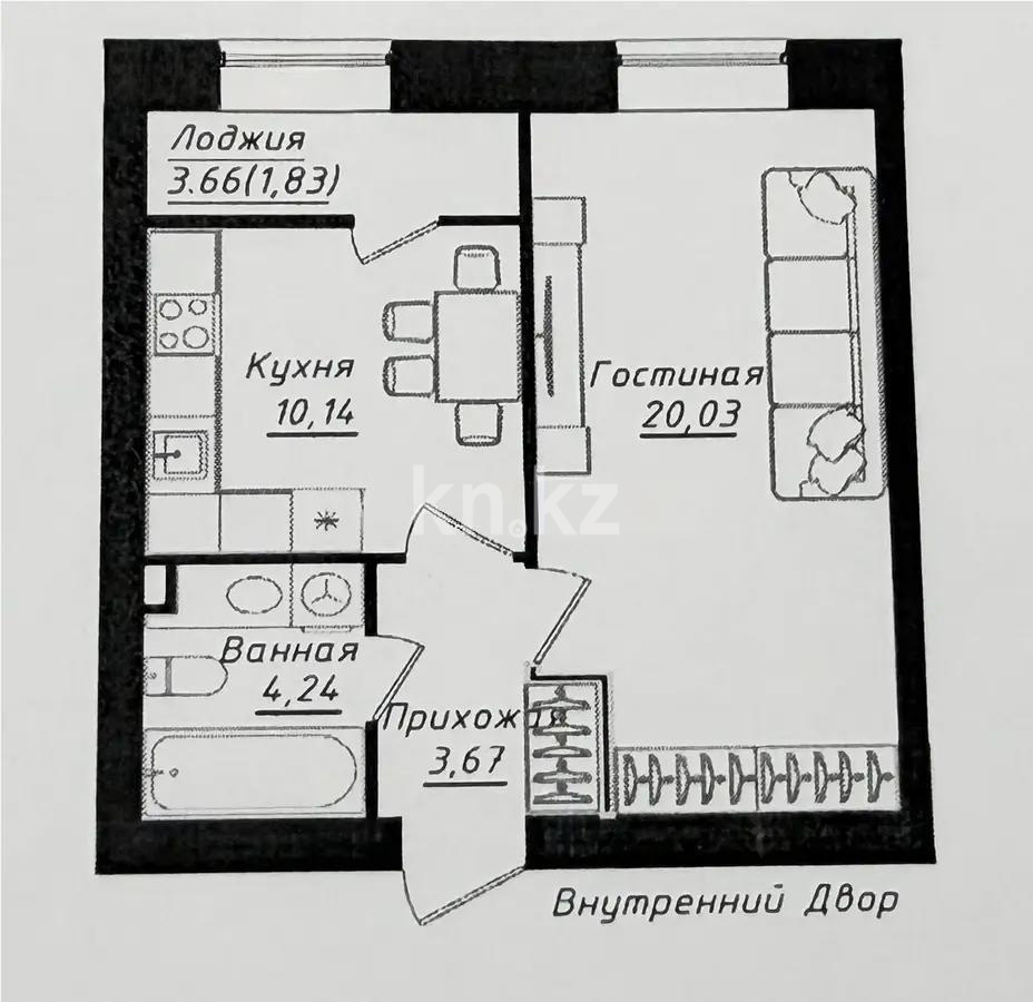Продажа 1-комнатной квартиры, 40 м² в Астане