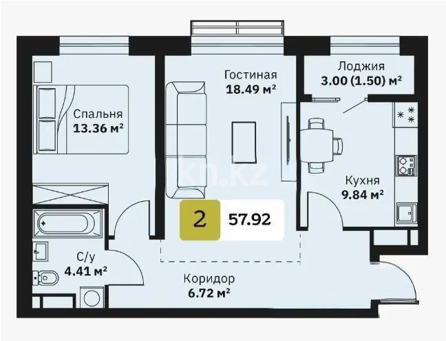 Продажа 2-комнатной квартиры, 58 м² - Продажа квартир от собственников в Алматы - страница 47 фото 1 из 1