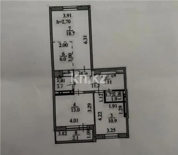 Продажа 3-комнатной квартиры, 68 м² в Астане