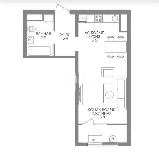 Продажа 1-комнатной квартиры, 30 м² в Алматы