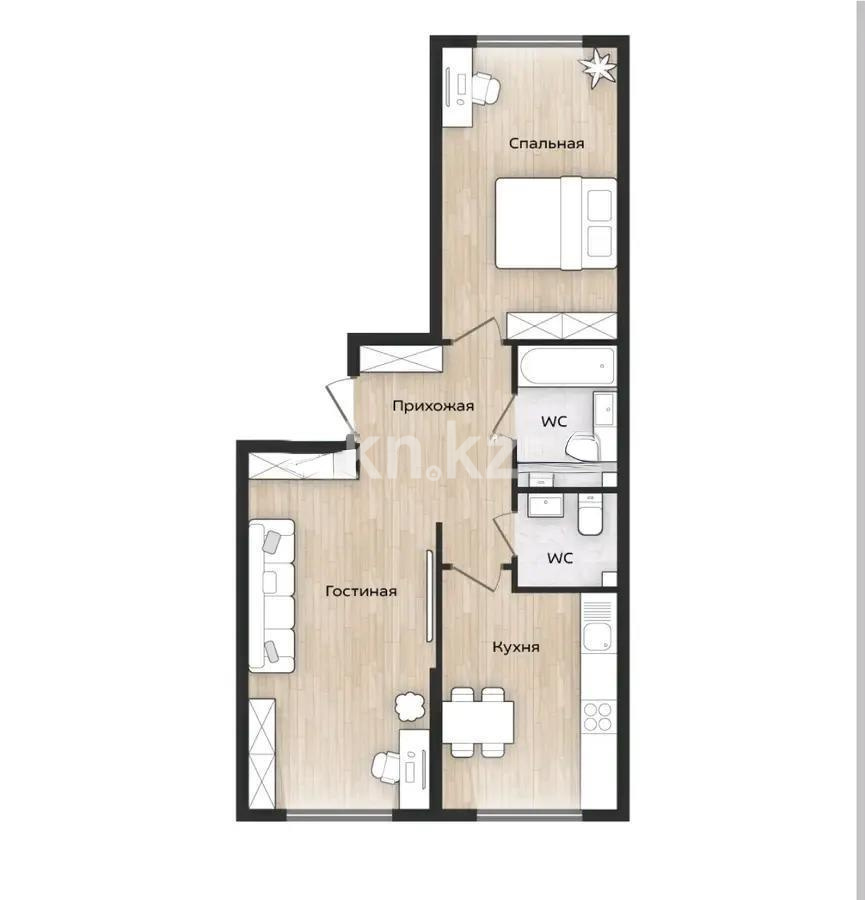 Продажа 2-комнатной квартиры, 59 м² - Продажа квартир в Илийском р-не Алматы фото 1 из 1