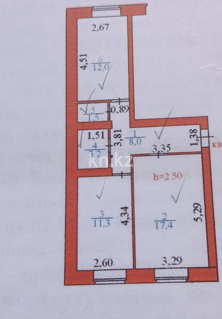 Продажа 2-комнатной квартиры, 53.4 м² - Продажа двухкомнатных квартир в кирпичном доме в Астане фото 1 из 11