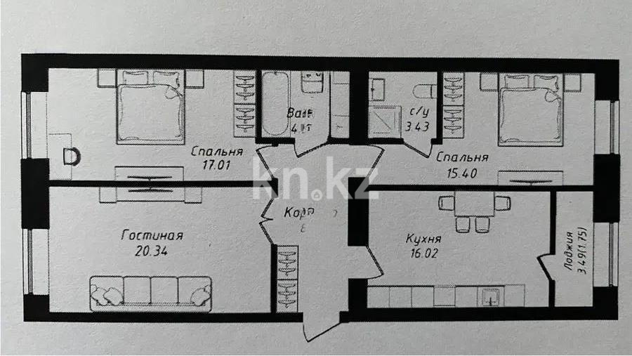 Продажа 3-комнатной квартиры, 87.21 м² - Продажа трехкомнатных квартир в Астане - страница 45 фото 1 из 1