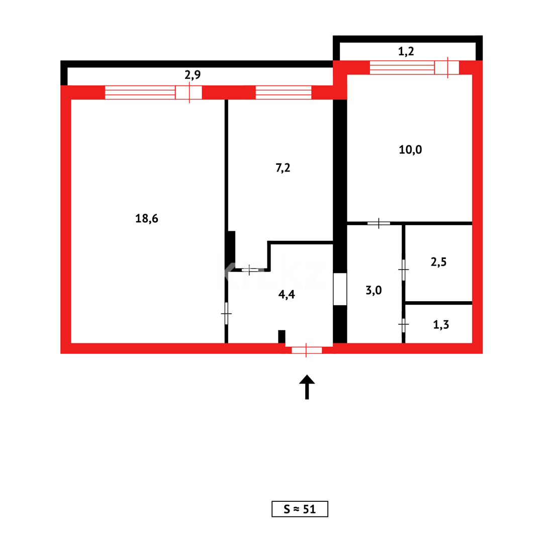 Продажа 2-комнатной квартиры, 52 м², ул. Сатыбалдина - Продажа квартир в Караганде фото 16 из 16