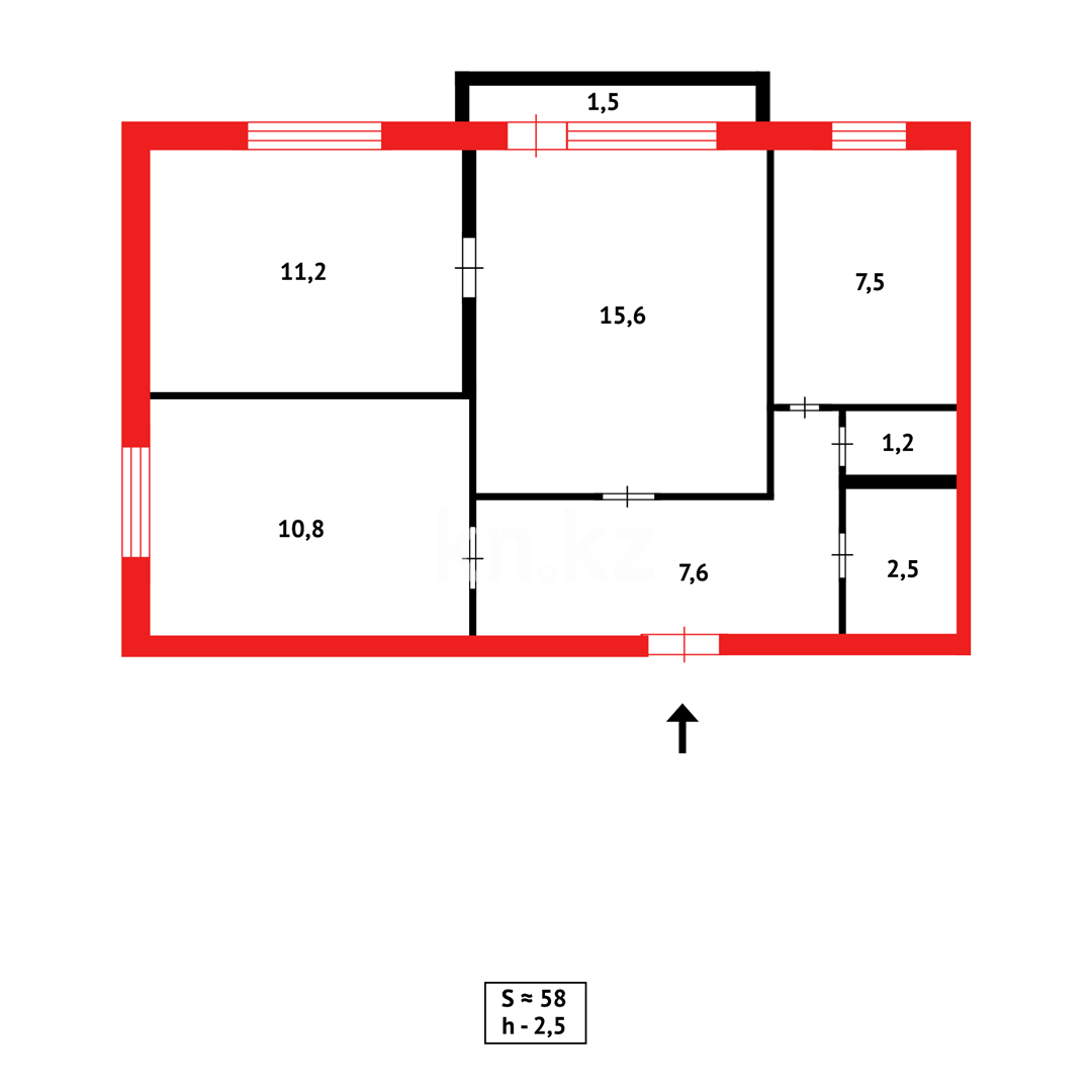 Продажа 3-комнатной квартиры, 57 м², ул. Крамского, дом  44/3 в Караганде - фото 15