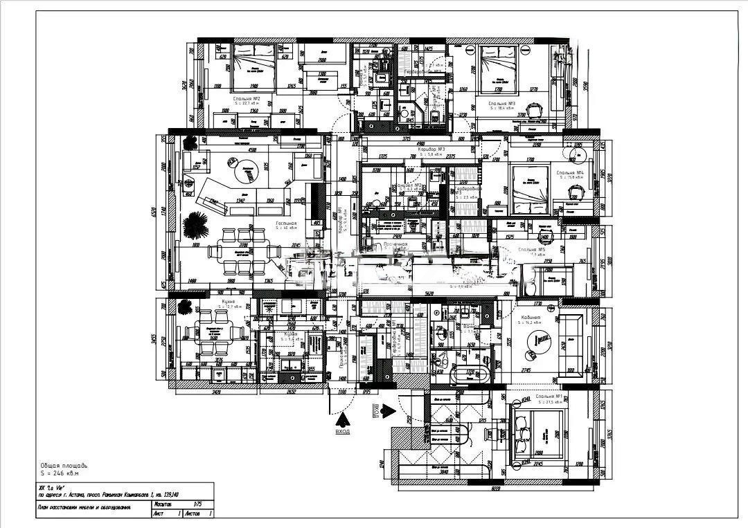 Продажа 7-комнатной квартиры, 245 м², пр. Кошкарбаева, дом  1 стр - Продажа  пятикомнатных квартир в новостройках Астаны без посредников фото 1 из 1