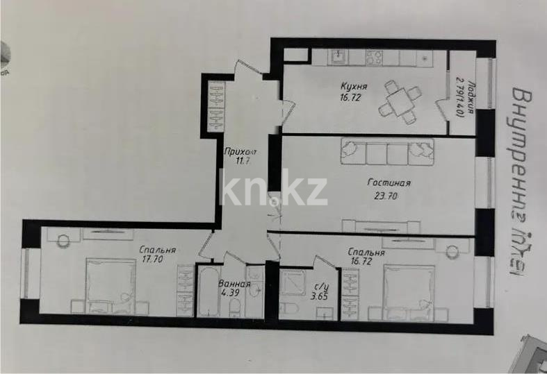 Продажа 3-комнатной квартиры, 96 м² в Астане