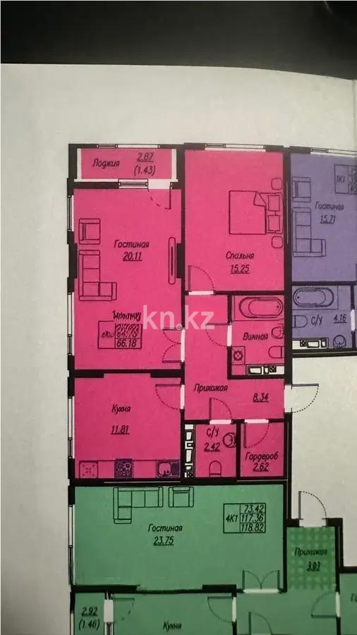 Продажа 2-комнатной квартиры, 66.18 м², ул. Е-496, дом  8 стр - Продажа квартир в новостройках Астаны с фото фото 1 из 1