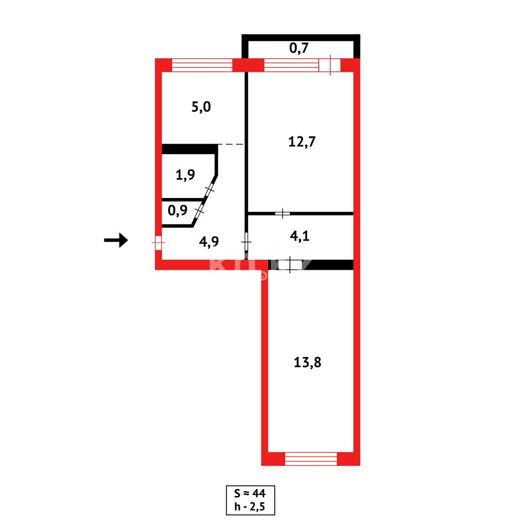 Продажа 2-комнатной квартиры, 44 м² в Караганде - фото 9