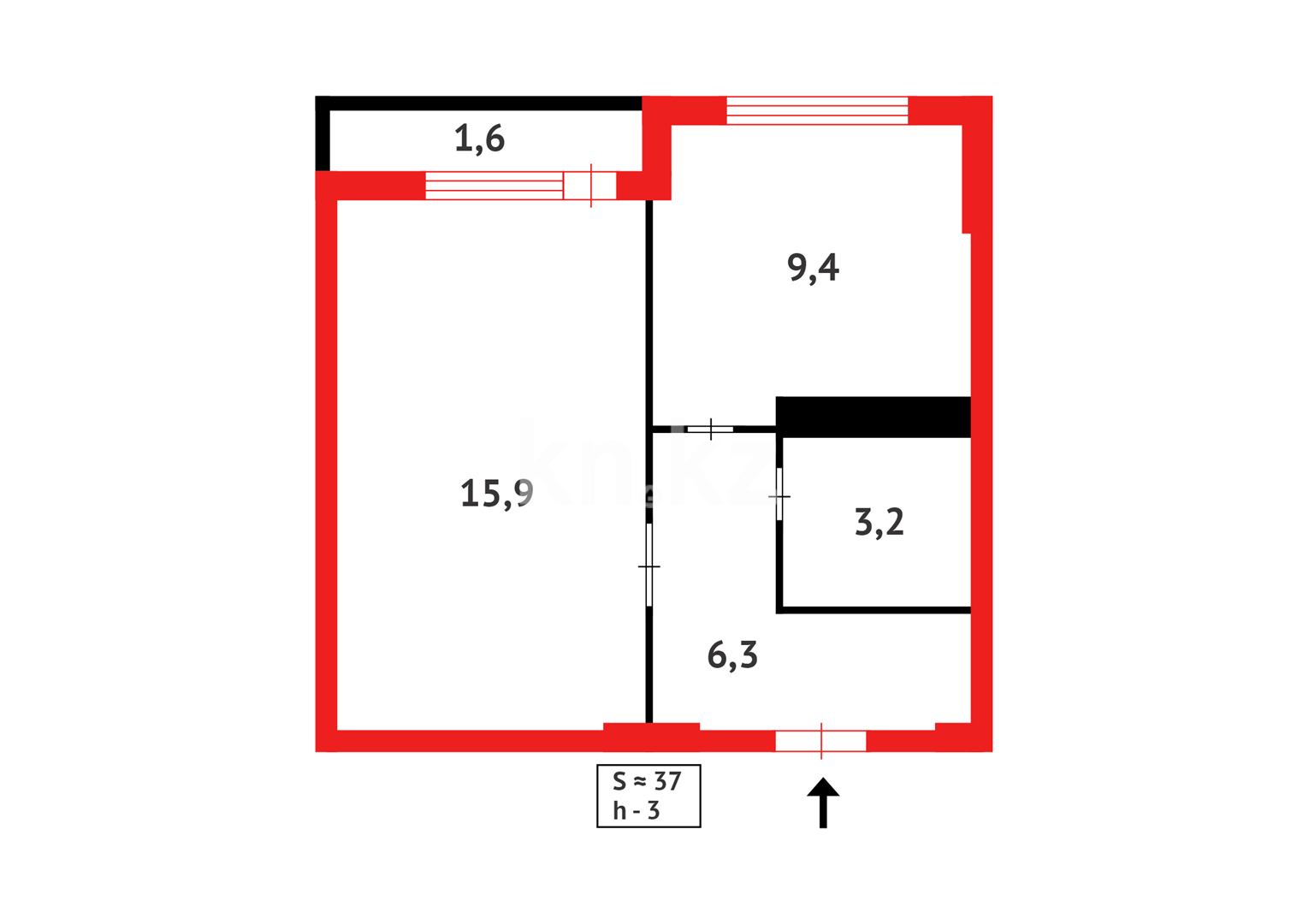 Продажа 2-комнатной квартиры, 37 м², ул. Култегин - Продажа квартир в Астане фото 9 из 9