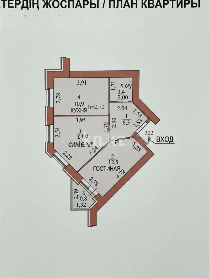 Продажа 2-комнатной квартиры, 46.1 м² в Астане - фото 6