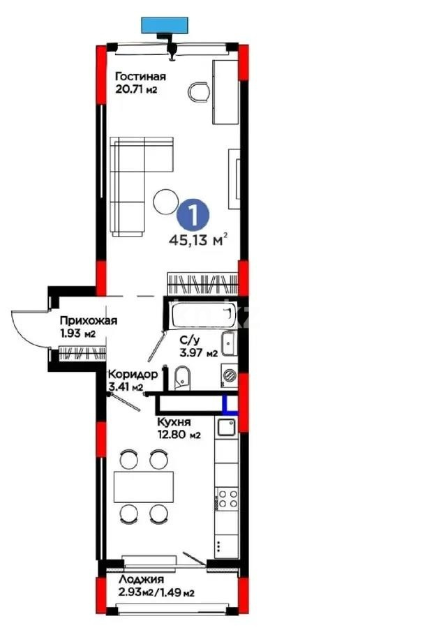 Продажа 2-комнатной квартиры, 46 м² - Продажа двухкомнатных квартир в Астане фото 1 из 1