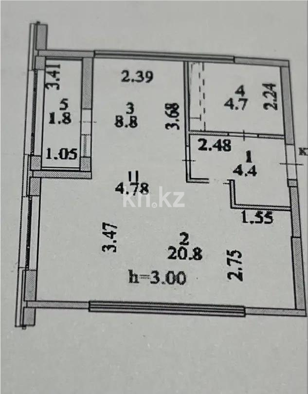 Продажа 1-комнатной квартиры, 41 м² в Астане