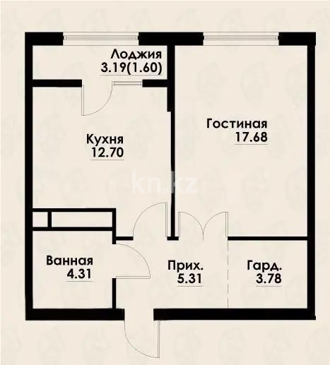 Продажа 1-комнатной квартиры, 45.38 м², ул. Макатаева, дом  129/1 - Продажа квартир в Казахстане фото 1 из 1