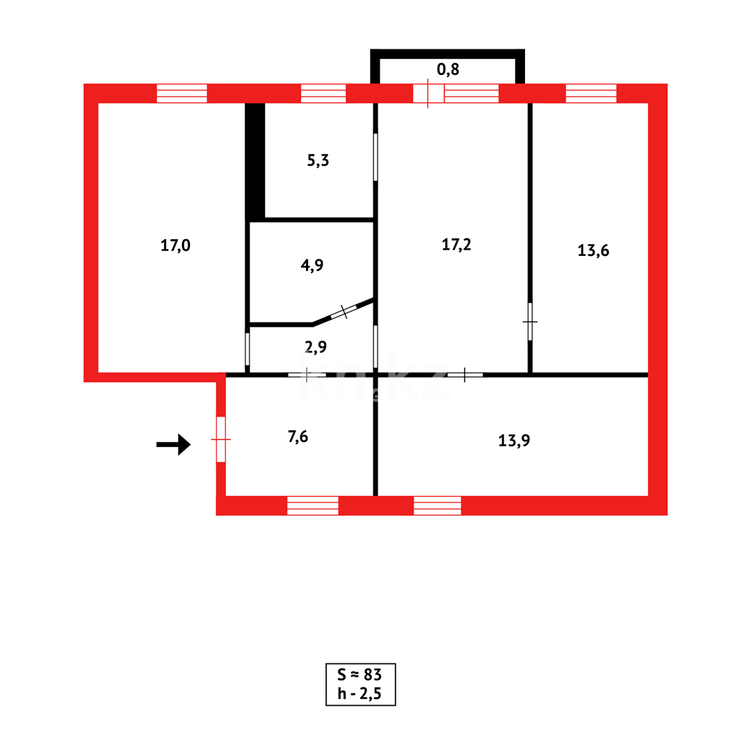 Продажа 4-комнатной квартиры, 83 м², 2 кв-л, дом  24 в Караганде - фото 14