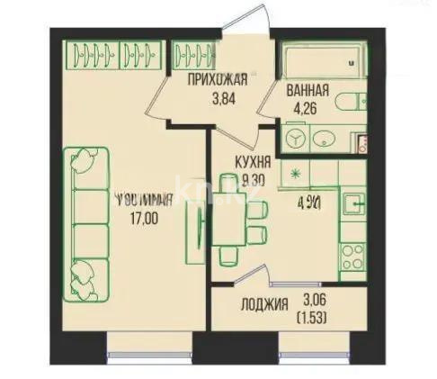 Продажа 1-комнатной квартиры, 36 м², ул. Серкебаева, дом  49 - Продажа квартир в Астане фото 1 из 1
