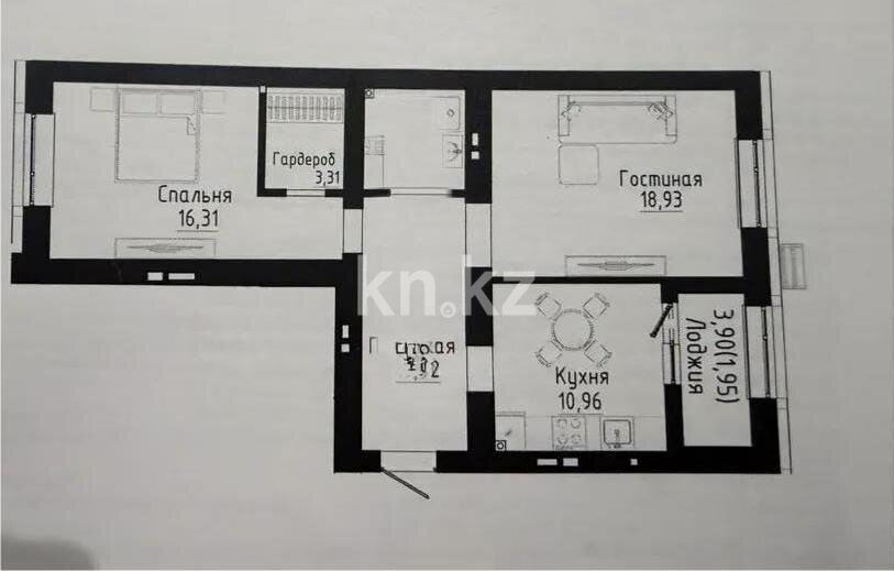 Продажа 2-комнатной квартиры, 66.13 м² в Астане