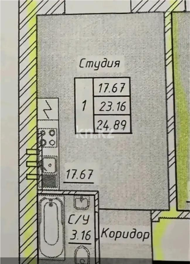 Продажа 1-комнатной квартиры, 22 м², ул. Тынышбайулы, дом  6 стр - Продажа квартир без посредников в Астане фото 1 из 1