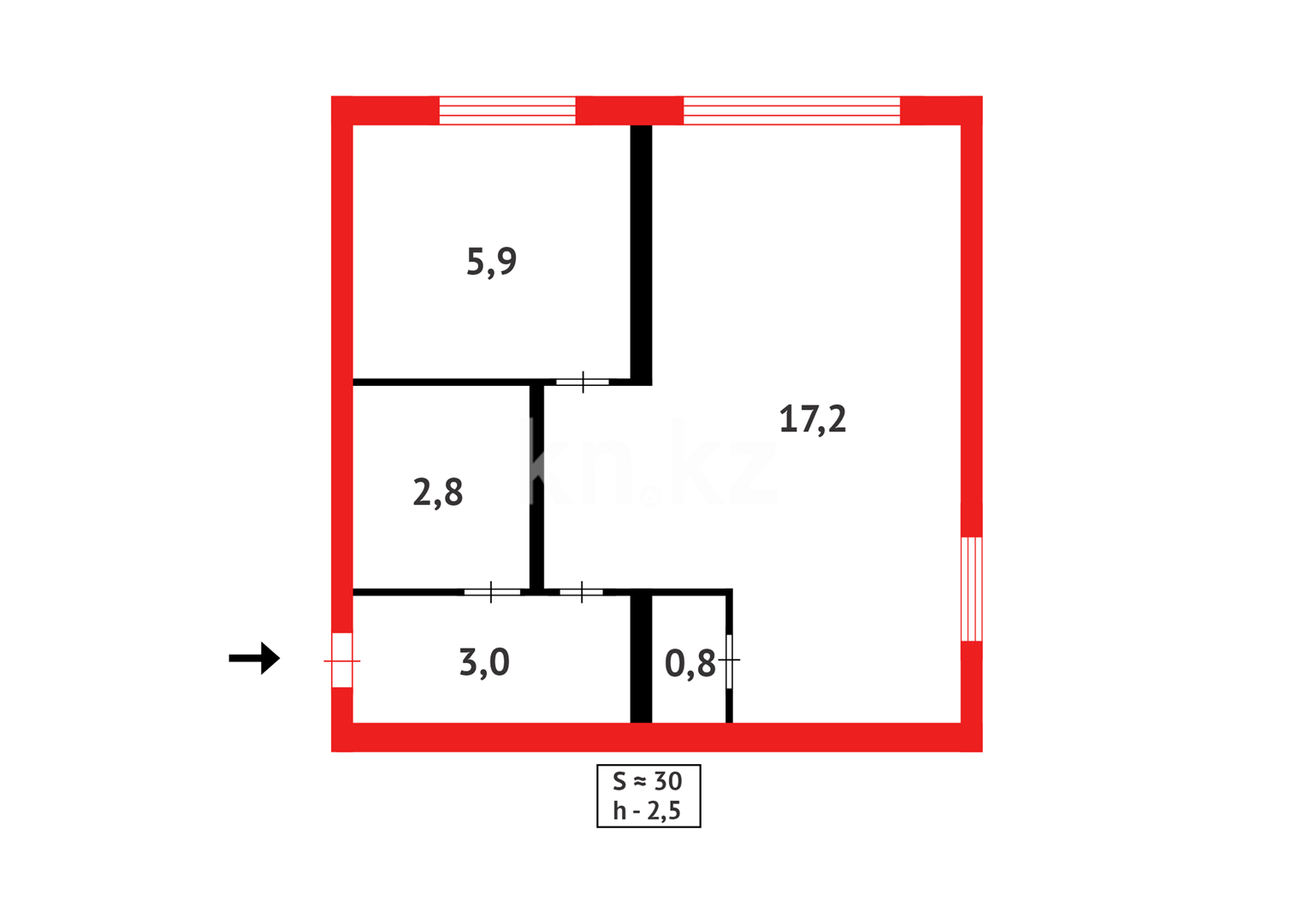 Продажа 1-комнатной квартиры, 29 м², ул. Сейфуллина - Продажа квартир в Абае фото 8 из 8