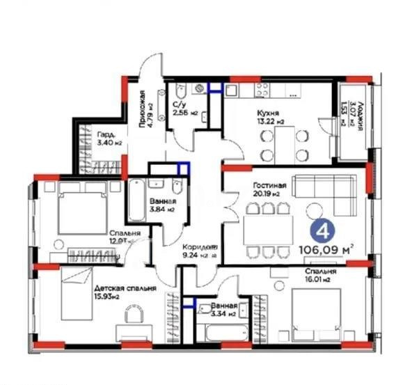Продажа 4-комнатной квартиры, 107 м² - Продажа недвижимости в Казахстане - страница 28 фото 1 из 1