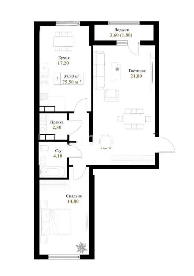 Продажа 3-комнатной квартиры, 75.5 м², ул. Момышулы, дом  11/1 в Алматы