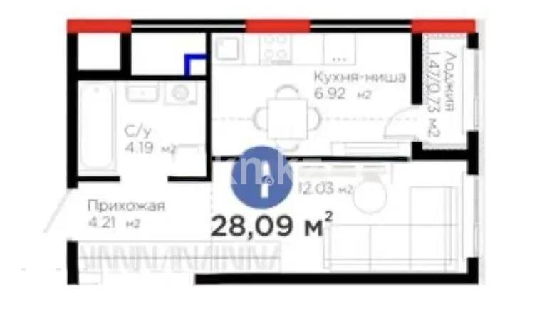 Продажа 1-комнатной квартиры, 28.9 м² в Астане