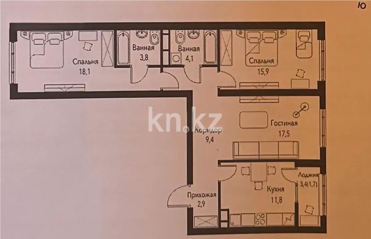 Продажа 3-комнатной квартиры, 85 м², пр. Рыскулова, дом  2б/2 - Продажа  трехкомнатных квартир в новостройках Алматы с фото фото 1 из 1