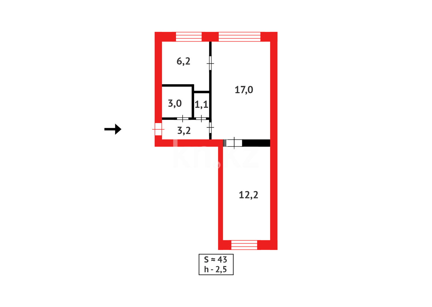 Продажа 2-комнатной квартиры, 42 м², мкр-н 2 - Продажа квартир в Абае фото 7 из 7