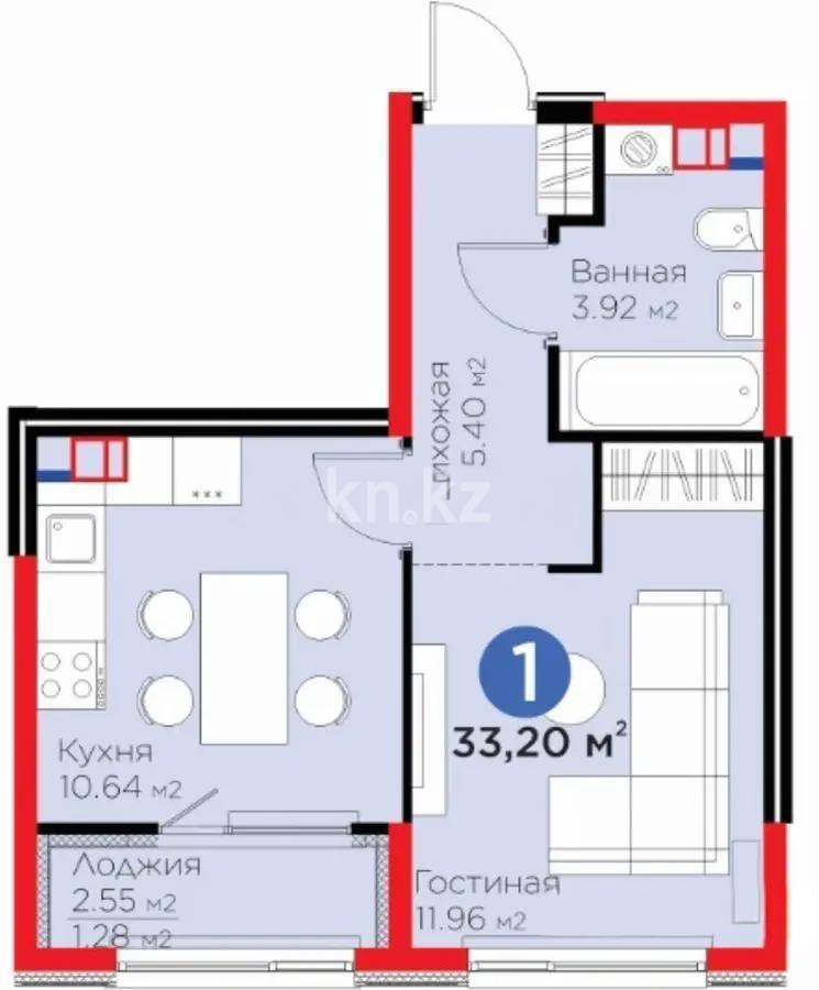 Продажа 1-комнатной квартиры, 33.2 м² - Продажа квартир в Алатауском р-не Алматы - страница 15 фото 1 из 1