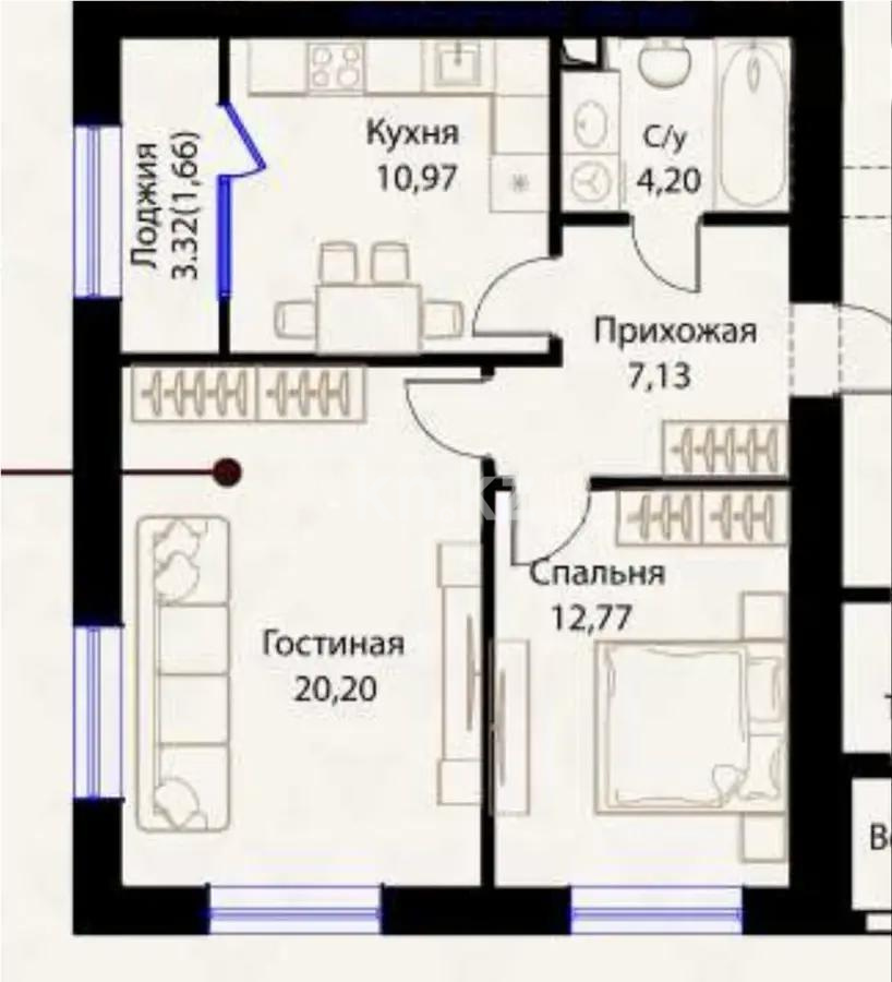 Продажа 2-комнатной квартиры, 57 м², ул. Жошы хана, дом  12/3 в Астане