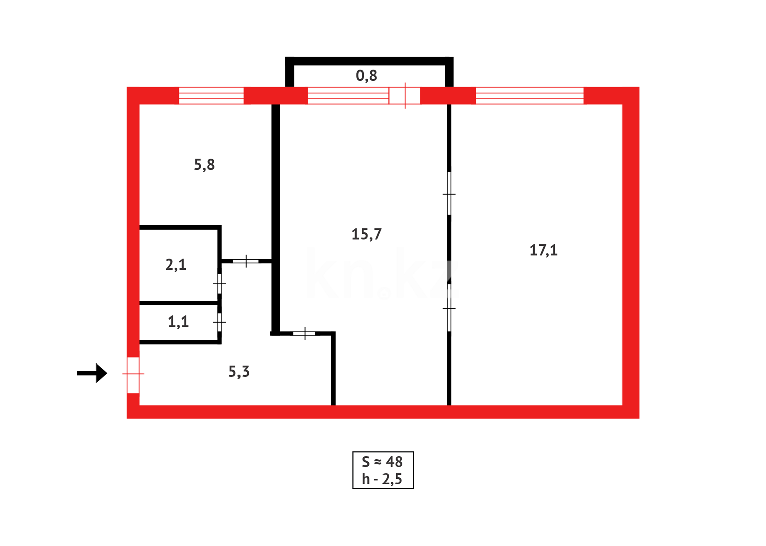 Продажа 2-комнатной квартиры, 47 м² - Продажа квартир в Абае - страница 5 фото 8 из 8