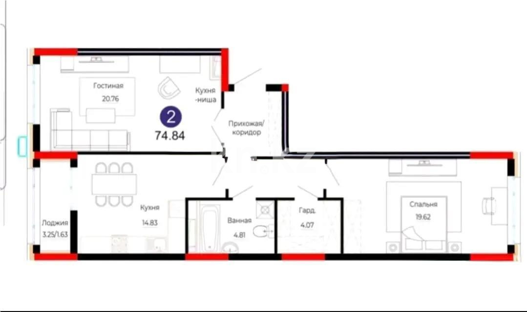 Продажа 2-комнатной квартиры, 75 м² - Недвижимость в Астане - страница 26 фото 1 из 1