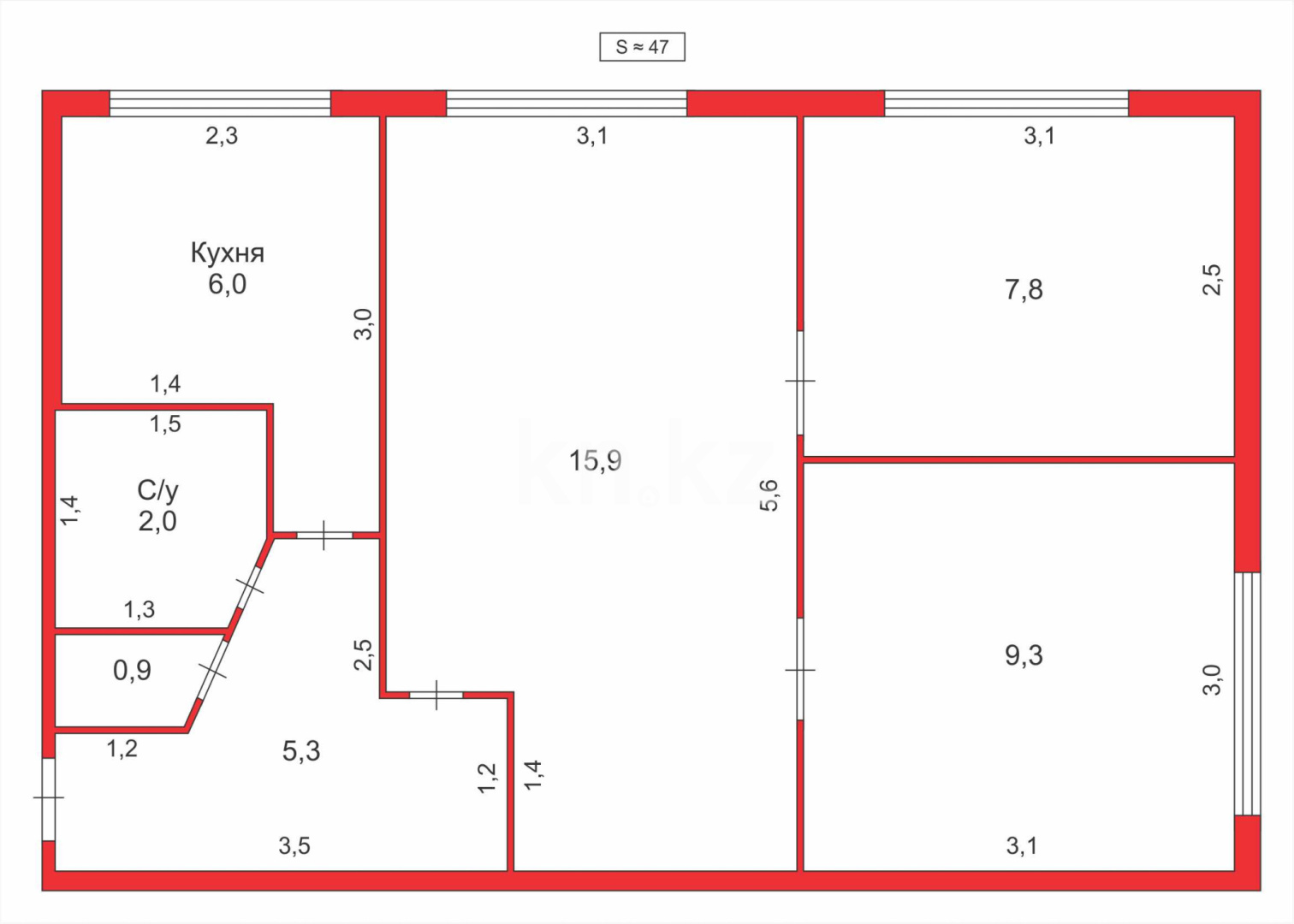 Продажа 3-комнатной квартиры, 48 м², мкр-н 17, дом  55 в Караганде - фото 14