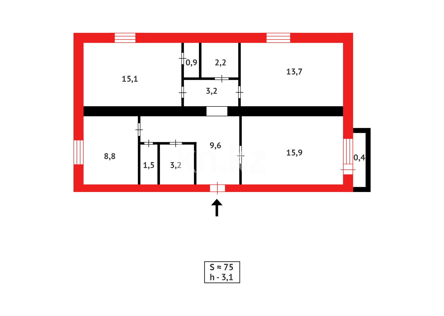 Продажа 3-комнатной квартиры, 75 м² в Караганде - фото 17