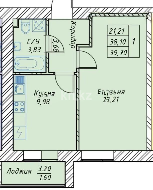 Продажа 1-комнатной квартиры, 39.7 м², ул. Тынышбайулы, дом  6 стр - Продажа квартир в новостройках Астаны без посредников с фото фото 1 из 1