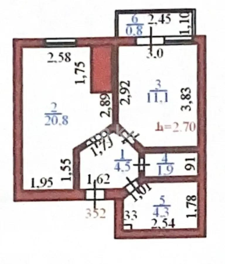 Продажа 2-комнатной квартиры, 43.4 м², ул. Брусиловского, дом  5 - Продажа  двухкомнатных квартир в Астане без посредников с фото фото 8 из 8