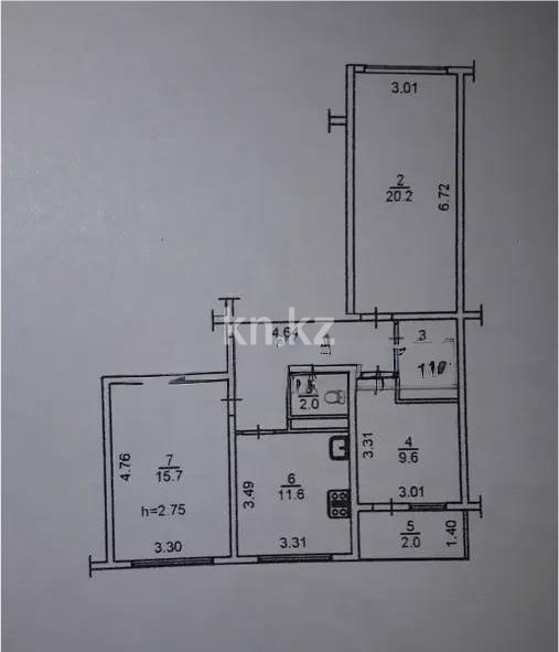 Продажа 3-комнатной квартиры, 74.9 м², мкр. Жас Канат, дом  1/7 - Продажа квартир в Казахстане фото 8 из 8